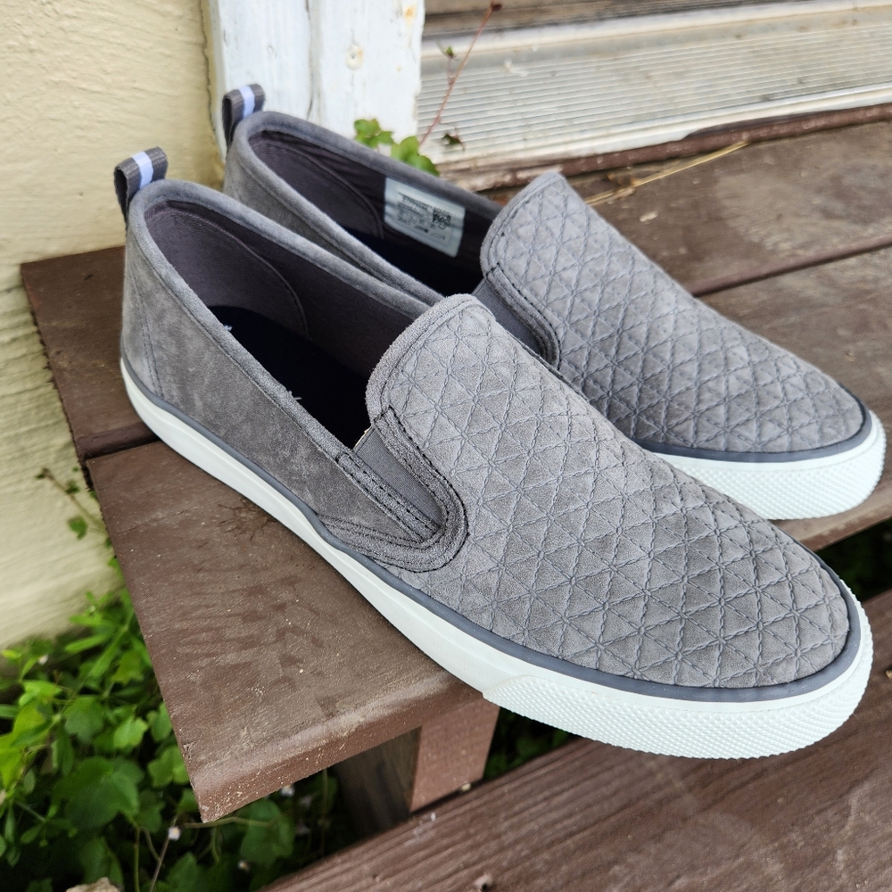 Sperry Gray Quilted Flats with Elastic Panels